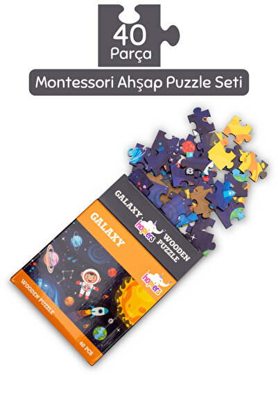 Hopiers Montessori Galaxy Ahşap 40 Parça Puzzle/ 1+ Yaş/ Eğitici, öğretici ve...