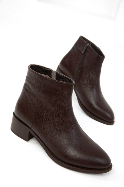 SOHO Γυναικείες μπότες από γνήσιο δέρμα καφέ - Μοντέλο 19556