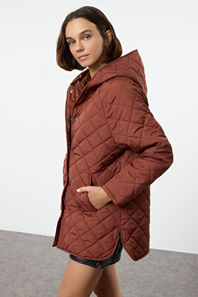 Trendyol Collection Tmavě hnědá běžná srst Twoaw23Mo00131