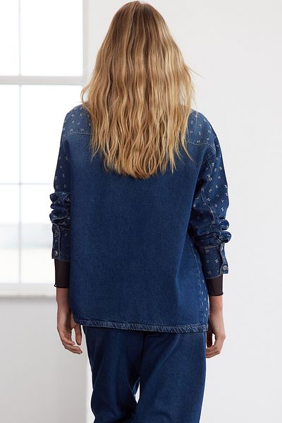Trendyol Collection Limitovaná edice modrá Jeweled Oversize džínová bunda Twoaw25Ce00038