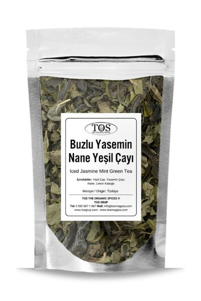 TOS The Organic Spices Jasmine Mint Green Tea - 250 Gr, Iced (1St) Quality), Iced Jasmine Mint