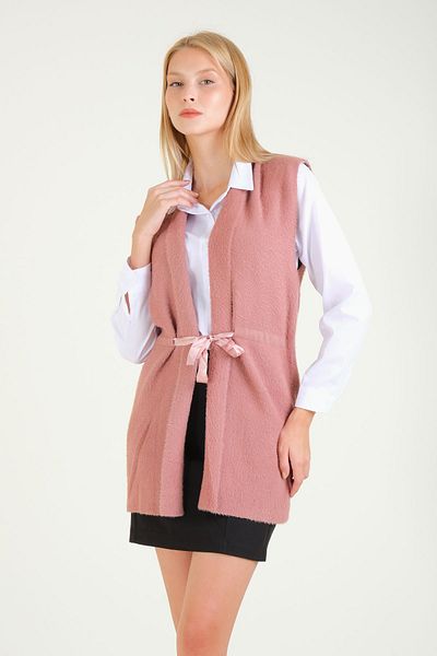 Giyim Dünyası Rose Feather Women's Vest - Adjustable Waist Ribbon
