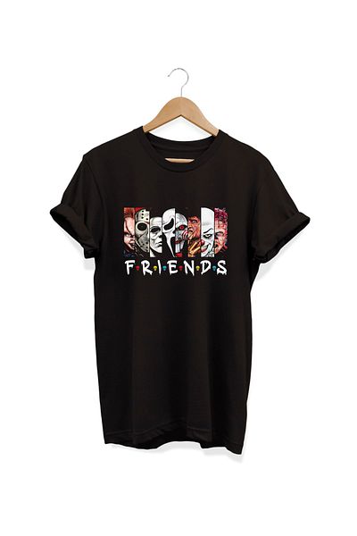 remonz Scary Friends Printed Crew Neck 100% Cotton Basic T-shirt - Μπλουζάκι κανονικού μεγέθους