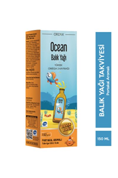 Orzax Ocean Omega 3 Balık Yağı Şurubu 150 ml Portakal Aromalı