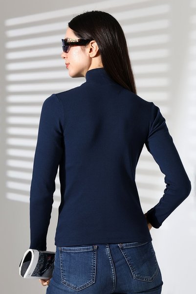 Endies Bluză camisole cu mânecă lungă pe jumătate cu gât 20535 ALBASTRU ÎNCHIS