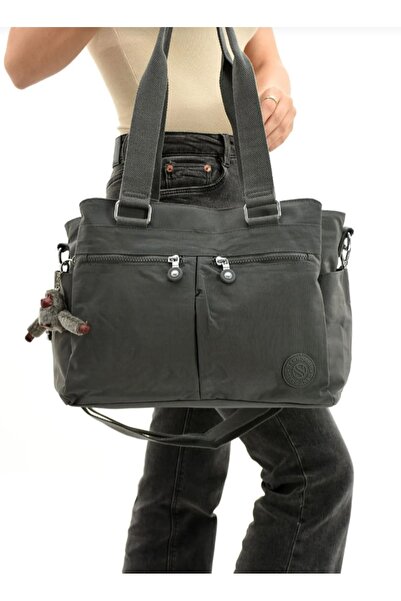 Sanmorris Sanmorris Eflanmoda - حقيبة يد وكتف متعددة الأقسام مصنوعة من قماش مجعد