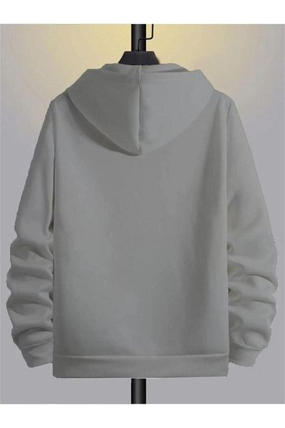 Altamira Men's Gray Oversize Hooded Cardigan - Believe Print