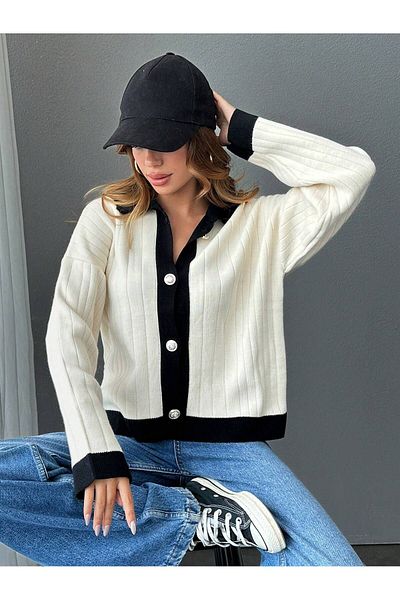 Ugdelia Polo Neck Women's Knitwear Cardigan - Premium Capsule Buttoned
