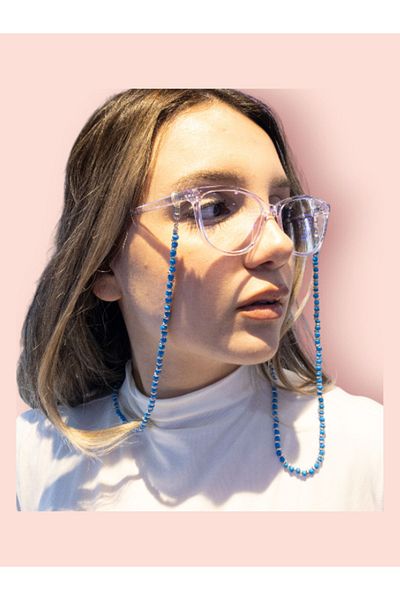 Dİ CORDE AKSESUAR White Coffee Pearl Bead Glasses Rope Glasses Accessory