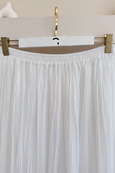ButikMoor White Chiffon Lined Women's Skirt - Ma161