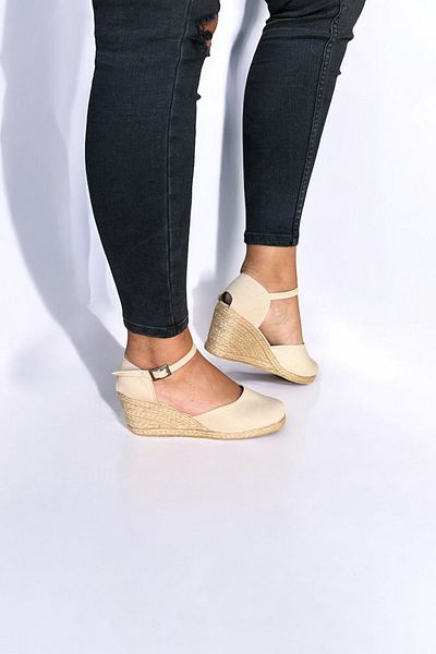 Y&D Shoes Wedge Heel Open Back Linen Sandals