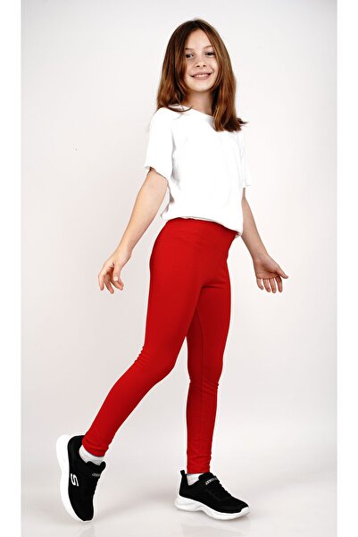 Lovella Kız çocuk uzun tayt likralı pamuklu kırmızı