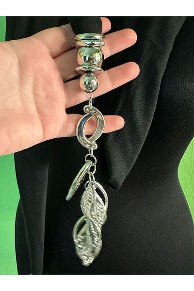 Gönülden Tasarım Şal de damă din bumbac pieptănat negru - Design cu vârful frunzei, eşarfă