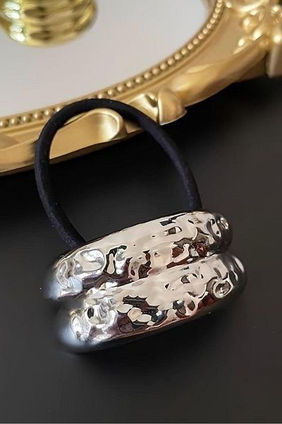 TAKIŞTIR Cataramă din cauciuc detaliată din metal de culoare argintie
