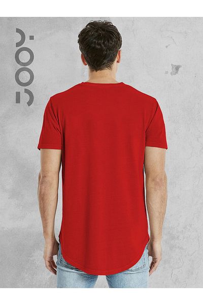 Jooy Company Red Slim Fit Plain Printed Oval T-Shirt