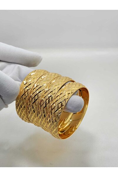 Garanti Gold İmitasyon 22 Ayar Altın Kaplama Baklava Desen 1 Adet Bilezik (İADE YOKTUR)
