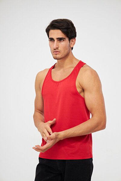 YÜKSEL IŞIK Men's Red Printed Sports Tank Top