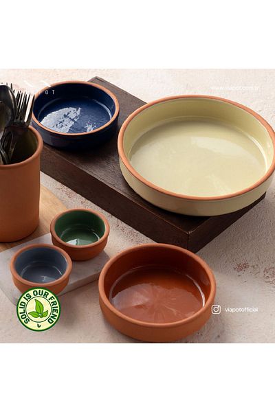 Viapot Turquoise Rumeli Casserole Bowl - 2-Piece Full Glazed Pottery 15.5X4Cm 450ml