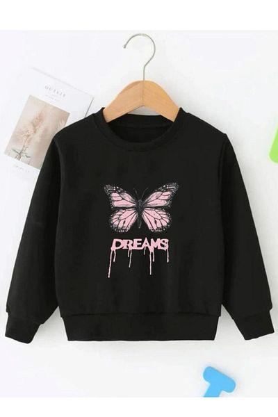 Pelna Children's Cotton Pink Butterfly Printed Sweatshirt