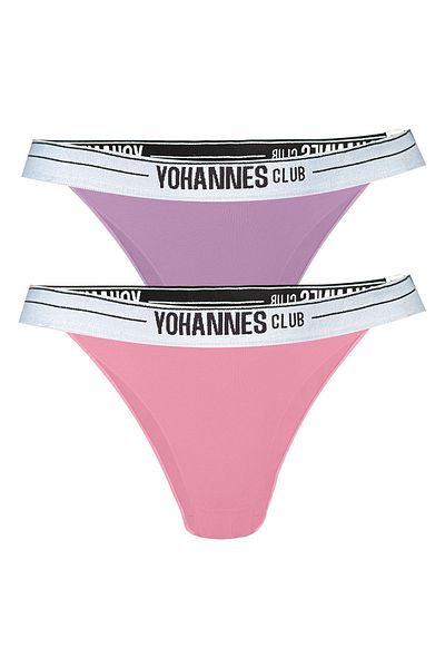 Yohannes Club Σετ 2 γυναικεία βραζιλιάνικα εσώρουχα - με λάστιχο, πούδρα και λιλά