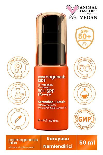 Cosmogenesis Labs 50 مل SPF 50 مضاد للعيوب - واقي من الشمس للوجه والجسم، فلتر كوري، حماية نباتية عالية من الأشعة فوق البنفسجية فوق البنفسجية