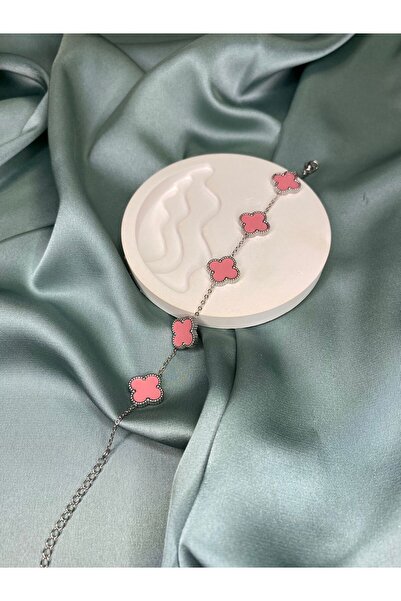 Çelik Hamiyet Takı Butik Pembe Yonca Bileklik