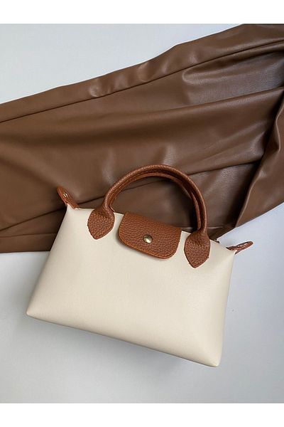 Babydoll Bag Geantă de umăr pentru femei, cu mâner dublu, bronz crem - piele artificială