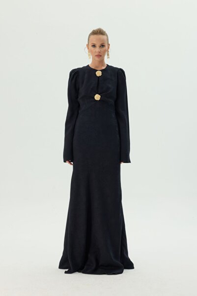 Generic Brand Fish Jacquard Evening Dress - Spanish Sleeve Design