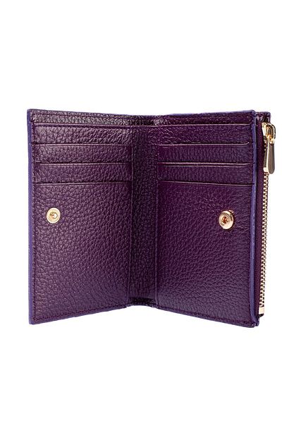 TANGCARF Genuine Leather Women's Wallet with Coin Compartment and Zipper Purple