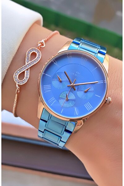 Ferrucci Ferruci Marka Açık Mavi Çelik Kordon 2 Yıl Garantili Kadın Kol Saati - Bileklik Hediyeli