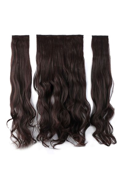 arzuperuk peruk ve saç atölyesi Half Moon Fiber Synthetic Wavy + 2 Side Snaps - Dark Brown