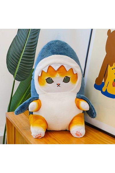 NB market 25cm Plush Cat - with Shark Costume, Cute Toy