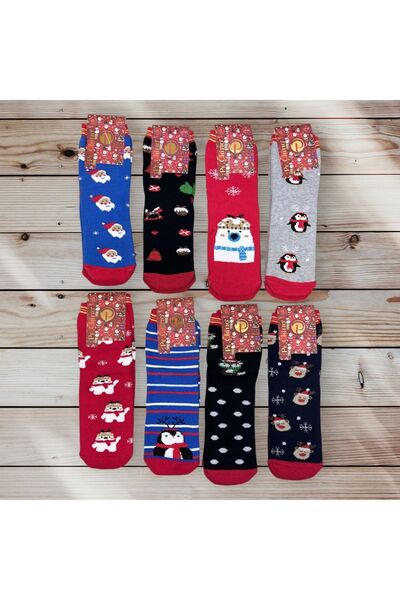 idsshop شتاء رأس السنة الجديدة - طقم جوارب ومنشفة للأطفال 8 قطع، الموسم الجدي...