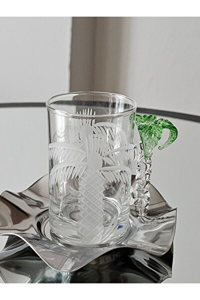 Turkish Store İstanbul 18 Piece Palm Tree Patterned Special Design Glass Tea Set