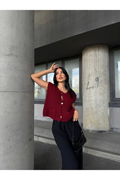 Bella Breeze Women's Knitted Model Buttoned Knitwear Sweater