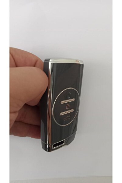 GMA KEYS Husă pentru chei Chery Tiggo 7 Pro Smart Nano - 3 butoane, culoare gri argintiu, calitate 1