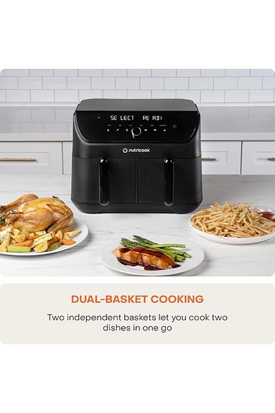 Nutricook Duo 2-in-1 Air Fryer 8.5L 2400W with Dual Black AFD185