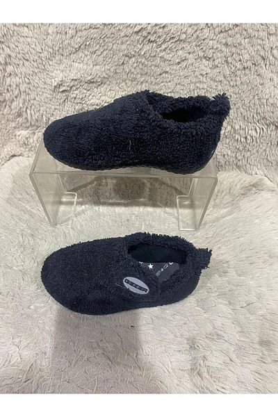Aysun Ayakkabı Black Outer Material Fleece Velcro Children's Slippers