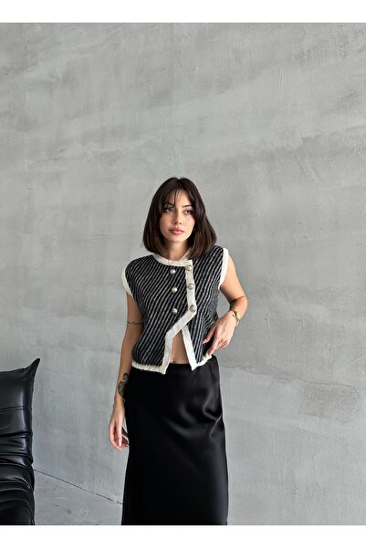 NATUFIAN STORE Жіночий смугастий светр з ґудзиками з м'якої трикотажної тканини