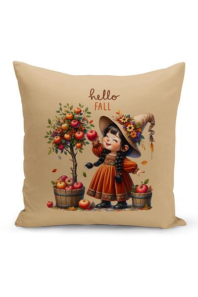Bertille Home Есенна серия - Двустранна дигитален печат на калъфка за възглавница (Калъфка за възглавница за Хелоуин Yazkış)