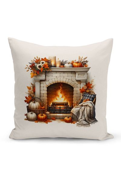 Bertille Home Autumn Series Double Sided Digital Printed Throw Pillow Cover (Halloween Autumn Cushion Cover)