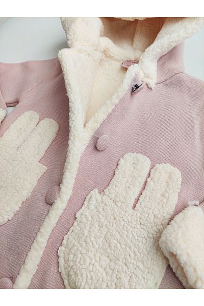 a baby Merino Lamb Lined Cardigan with Ears
