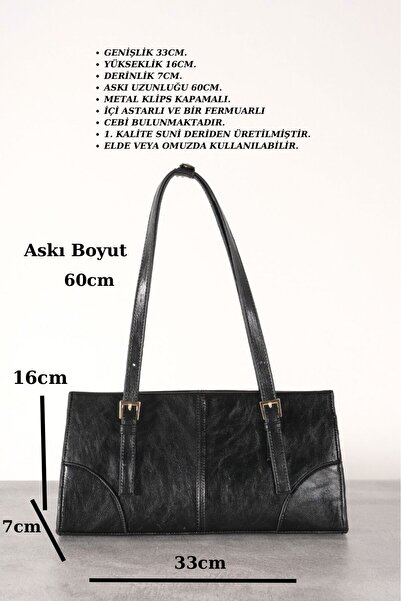 Çantacımstore Kadın Tokalı Omuz Çantası Mng Siyah