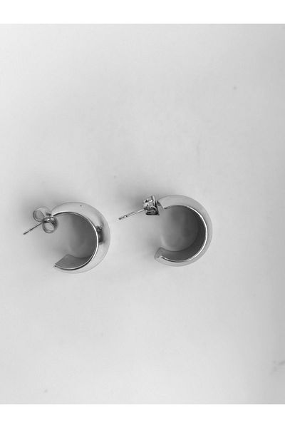 Marlenka Shiny Steel Curved - Hoop Earring Design