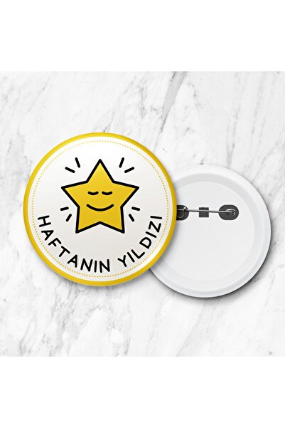 DeBu Tasarım 5 Adet Haftanın Yıldızı Iğneli Yaka Rozeti (58 MM)