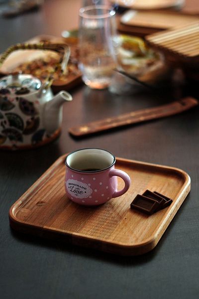 wood totally Square Wooden Presentation Plate Snack Bowl - Coffee Coaster