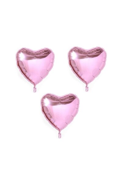 BAL10 DÜNYASI Heart Foil Balloon 3 Pieces Pink