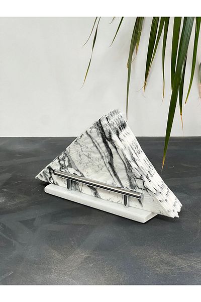 Gemboss Natural Marble Metal Handle - Napkin Holder