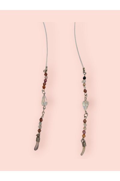 Dİ CORDE AKSESUAR White Brown Pearl - Bead Detailed Glasses Accessory