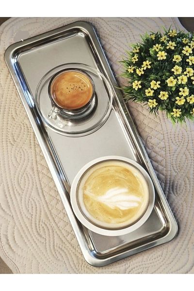 AHİR TİCARET 33X13 Rectangular Serving Tray - Tea and Coffee
